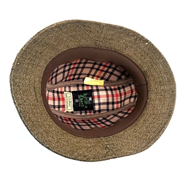 LL Bean Men's M Trilby Hat WG Keepers Tweed Pure Wool Tweed Brown England Fedora - Picture 3 of 7